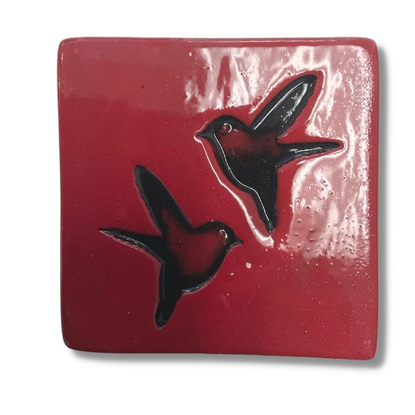 Red Bird Square Ceramic Tile Carousel 1