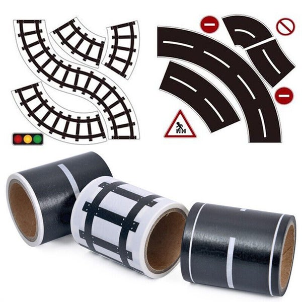 Kid Road Tape Floor Car Track Kit Railway Vehicle Interior Road Toy 1.89 x 196in Carousel 1