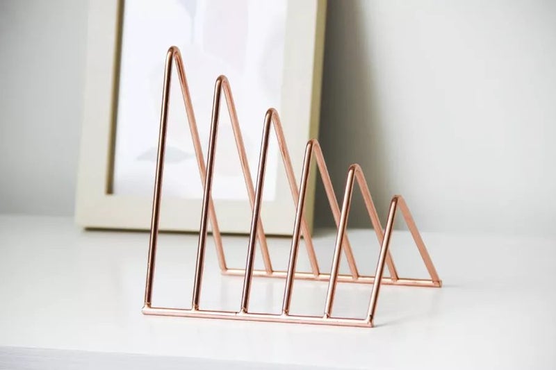 Creative Geometric Wrought Iron Storage Rack For Tablet Book Newspaper Carousel 1