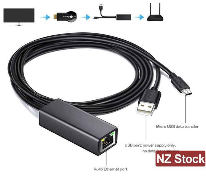 USB Ethernet Adapter for Firestick, Fire TV, Chromecast Ultra/2/1/Audio Carousel 1