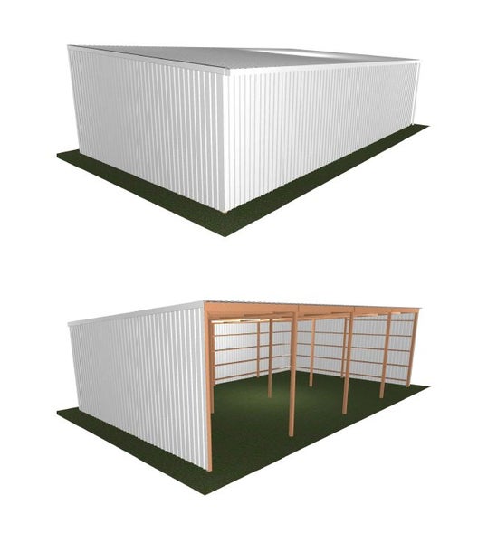 Consent Free Pole Shed 8.0 x 14.4 115.2SQM Open Fronted Lean To Carousel 1