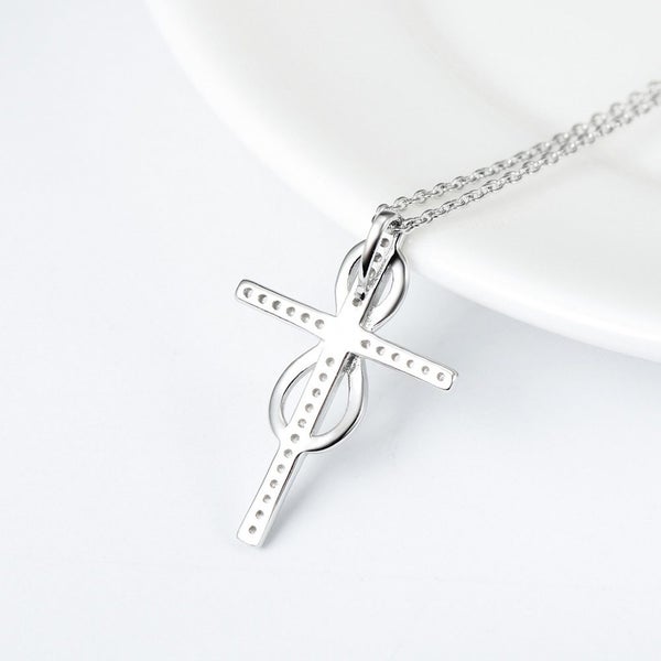 925 Sterling Silver CZ Infinity Cross Necklace | 45cm | Gift Boxed Carousel 4