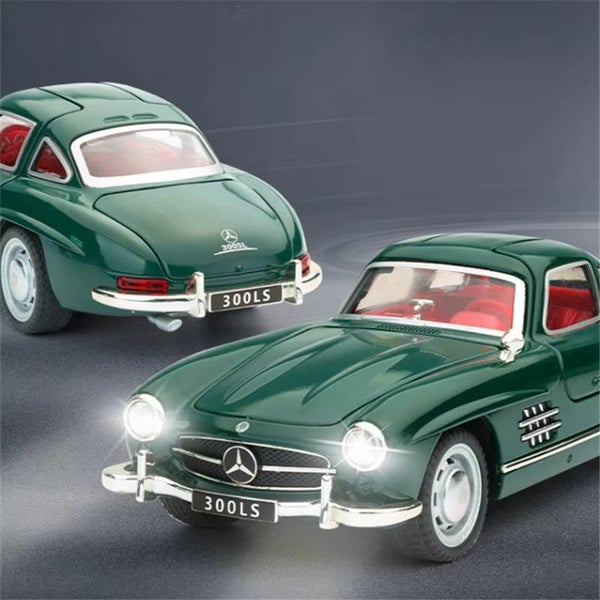 1:32 Benzs 300SL Alloy Car Model Diecasts Metal Classic Sound and Light, Green Carousel 1