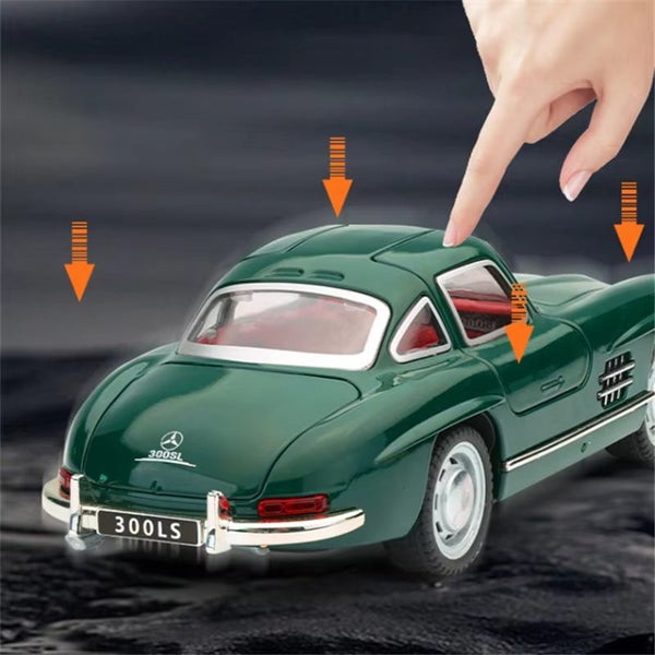 1:32 Benzs 300SL Alloy Car Model Diecasts Metal Classic Sound and Light, Green Carousel 5