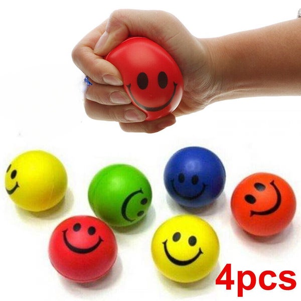 4x Toys Stress Pain Relief Anxiety Squeeze Ball Relaxable HAPPY SMILE FACE Carousel 1