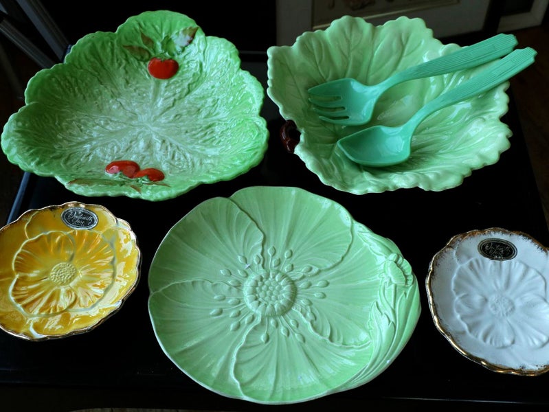 Early Crown Lynn & Vintage Carlton Ware Leafy Dish Collection Bulk Lot Carousel 1