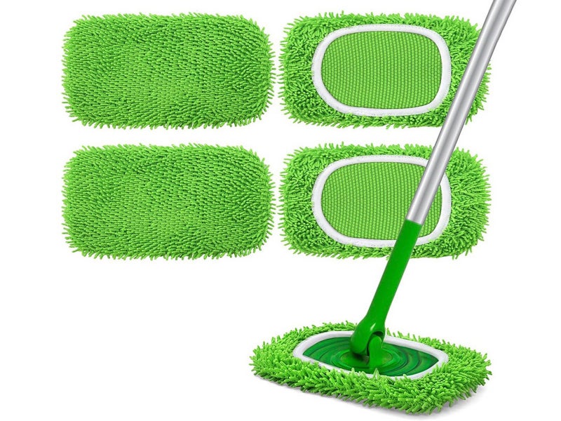 4X Reusable Mop Pads Dry Sweeping Cloths Wet Mopping Cloths for Swiffer Sweeper Carousel 1