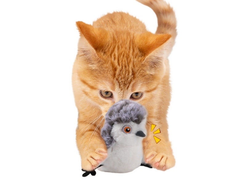 2X Interactive Cat Toys Flapping Bird Rechargeable Touch Activated Kitten Toy Carousel 9