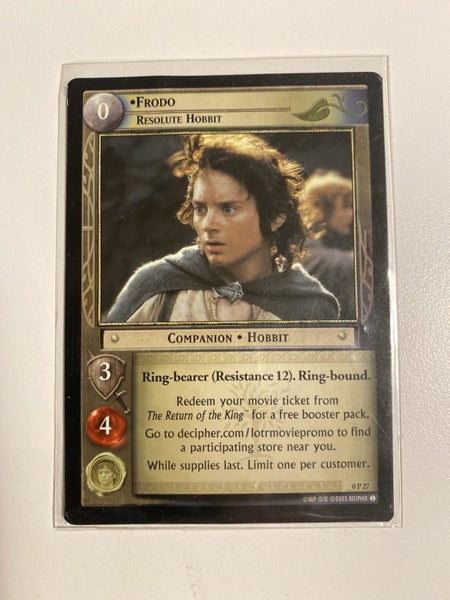 LOTR 2003 Decipher Game Card “The Resolute Hobbit” promotional card Carousel 1