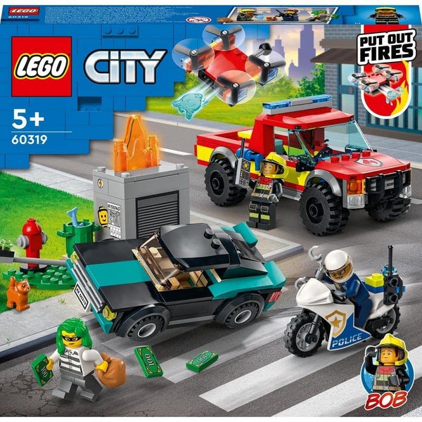 LEGO 60319 City Fire Rescue and Police Chase with Truck, Car & Motorcycle, Toy f Carousel 2