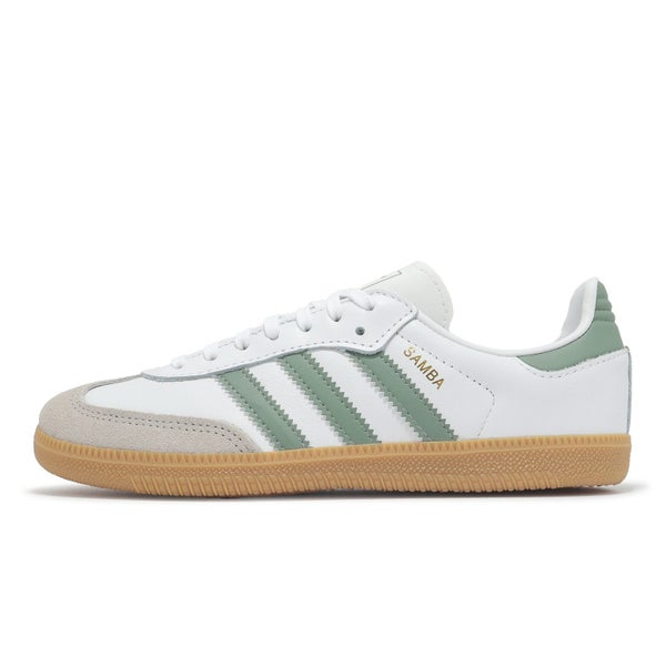 adidas Originals Samba OG C White Silver Green Gum Kids Preschool Casual JP5483 Carousel 1