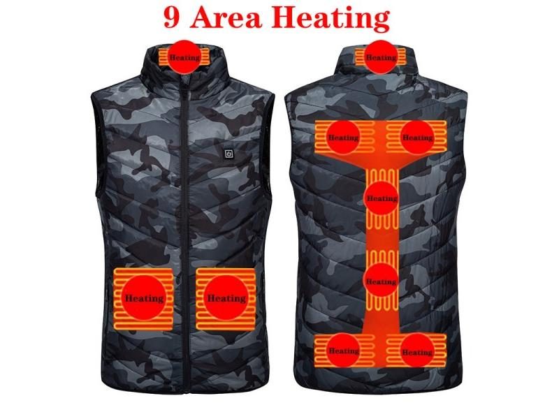 13/17 Areas Heated Vest Men USB Winter Electrical Jacket Hunting Waistcoat Carousel 1