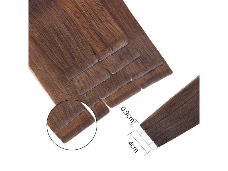 Neitsi Virgin Hand Tied Invisible Tape In Human Hair Extensions Brown Color Carousel 1