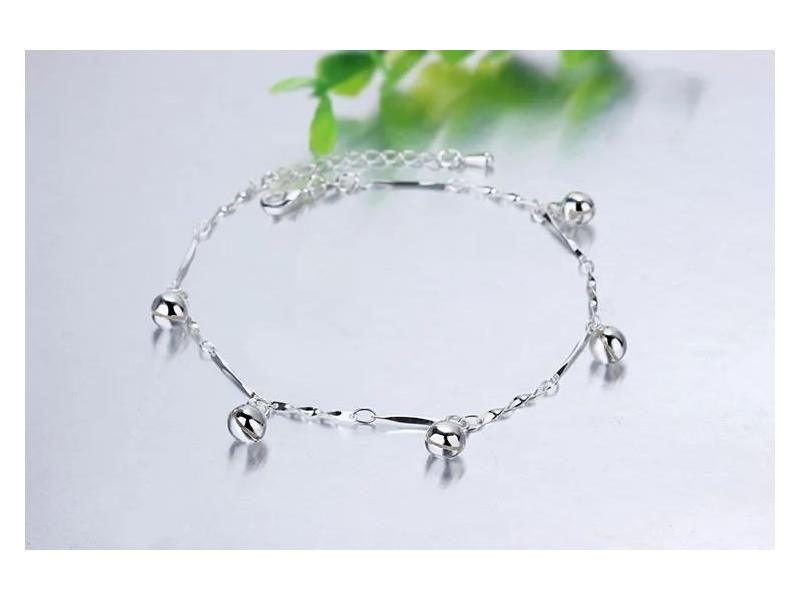925 Sterling Silver Snake Chain Pearls Anklets For Women Fashion Jewelry DA387 Carousel 1