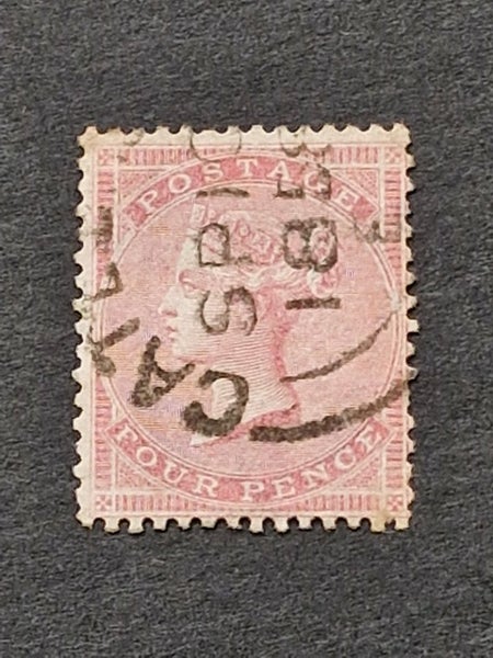 GB QV 1857 4d NO CORNER LETTERS LARGE GARTER WATERMARK FINE USED Carousel 1