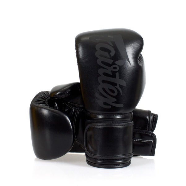 [12oz]New FAIRTEX-Solid Black Muay Thai Boxing Sparring Training Gloves Carousel 1