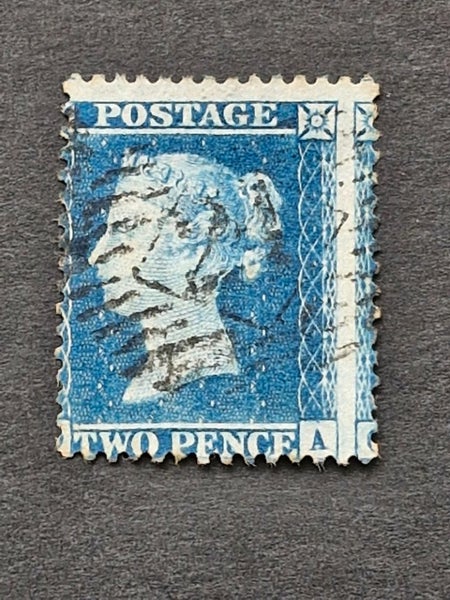 GB QV 1855 2d BLUE PERF 14 LARGE CROWN WMK VERY GOOD USED Carousel 1