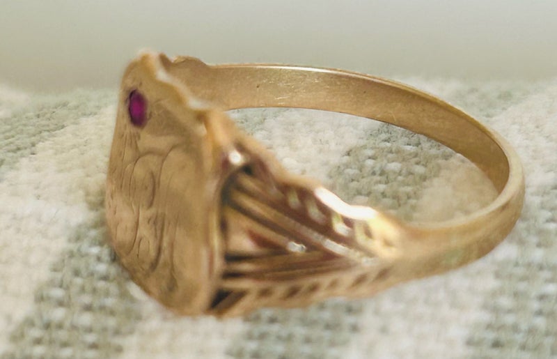 Stunning Solid Rose Gold and Ruby Signet Ring Carousel 2