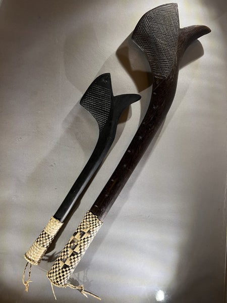 Pacific Island Hand-Carved War Clubs – Set of Two Carousel 1
