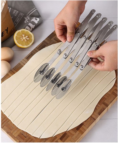 NEW 5 Wheels Cutter Dough Divider Dough Knife Flexible Roller Blade Pizza Cutter Carousel 5