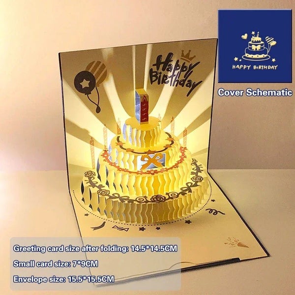 3D Musical Pop-Up Birthday Card LED Light & Envelope Carousel 4