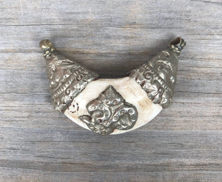 Tibetan Bone and silver pendant Carousel 1
