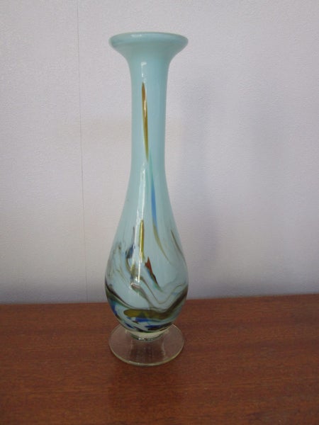 Art Glass Vase Pale Blue with Marble Colours Carousel 1