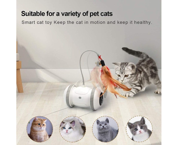 Robotic Interactive Electronic Usb Charger Smart Rolling Pet Cat Toy Funny Carousel 2