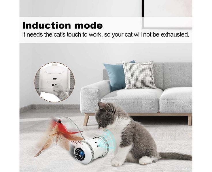 Robotic Interactive Electronic Usb Charger Smart Rolling Pet Cat Toy Funny Carousel 4