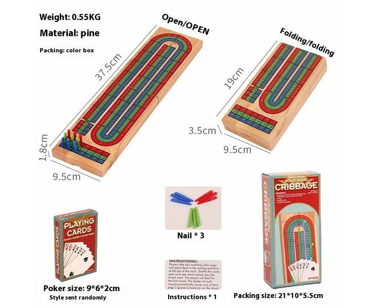 Regal Games Cribbage Board Game Set Wooden Board with StoragePlastic Peg Carousel 2