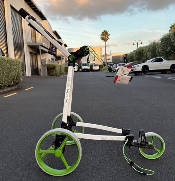 White+lime wheel golf trundler FLATFOLD BIG Max Blade+ golf trolley push cart628632396236821110