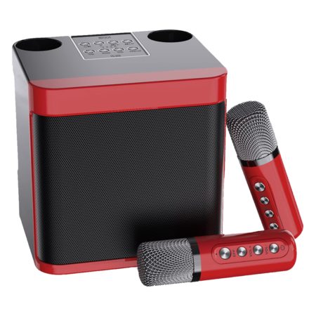 Mini Karaoke Machine Kids Portable Bluetooth Speaker TV 2 Wireless Microphones Carousel 1