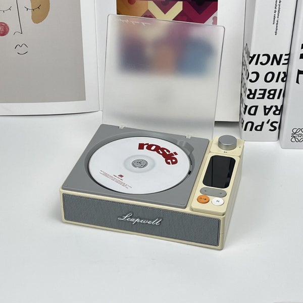 Portable CD Player with Speakers Bluetooth for Car Home Beige Carousel 1