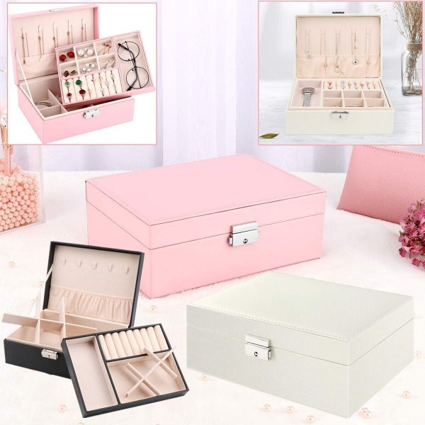 Velvet Ring Earring Jewelry Display Organizer Box Tray Holder Storage Case Box Carousel 1