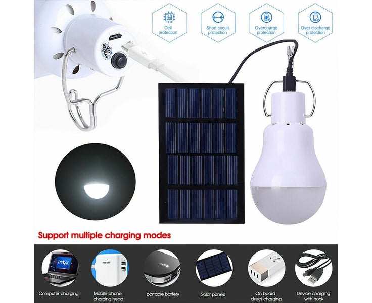 Solar Panel Powered LED Lights Bulb Light Tent Lamp Yard Camping Outdoor In Carousel 4