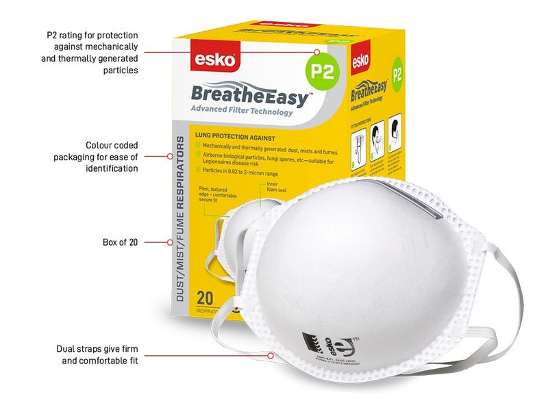 Esko BreatheEasy Dust Mask P2 - Box 20 Carousel 1