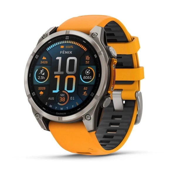 fenix 8 - 47 mm, AMOLED Sapphire, Titanium with Spark Orange/Graphite Silicon... Carousel 1