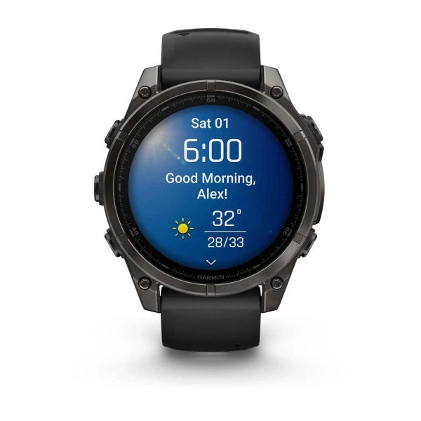 fenix 8 - 47 mm, AMOLED Sapphire, Carbon Grey DLC Titanium with Black/Pebble ... Carousel 2