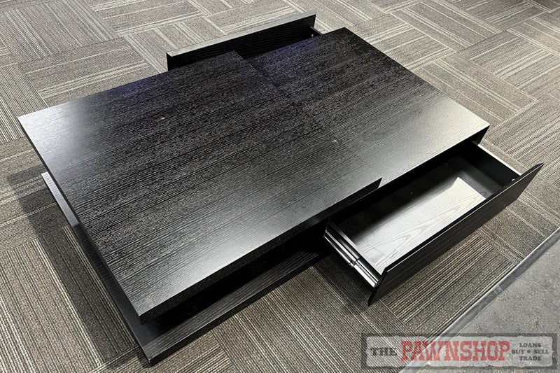 Low Profile Coffee Table, with 2x Drawers, Black, Sleek and Modern! Carousel 2