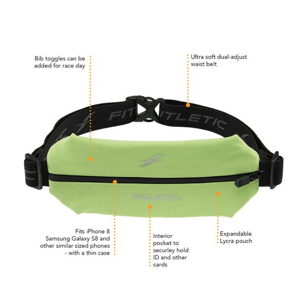Fitletic Mini Sport Belt Runners Pouch - Neon Green Carousel 2