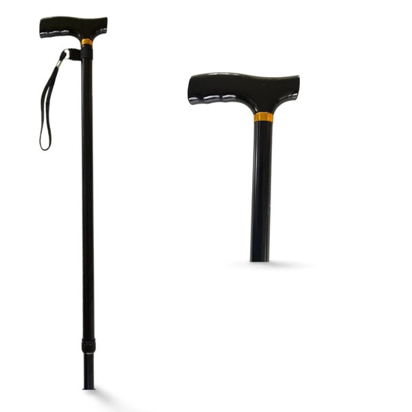 T Handle Walking Stick - Black Lightweight Cane Carousel 1