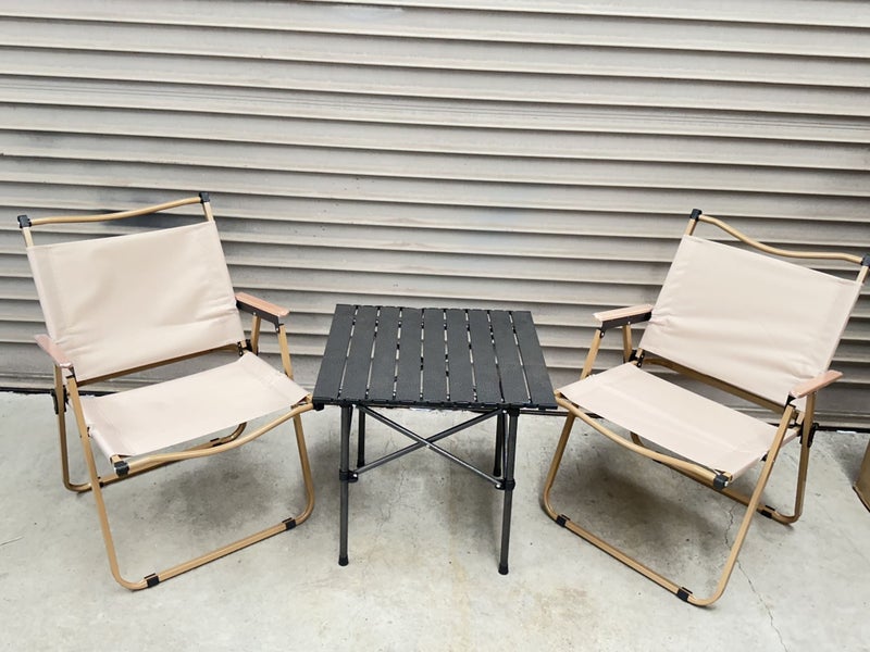 Portable Folding Camping Square Table 55X55X50cm With 2 Outdoor Foldable Chair Carousel 1