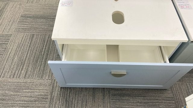 900 FRANCISCO WALL HUNG 1 DRAW VANITY IN ICEBERG WITH MATTE WHITE SLABTOP Carousel 1