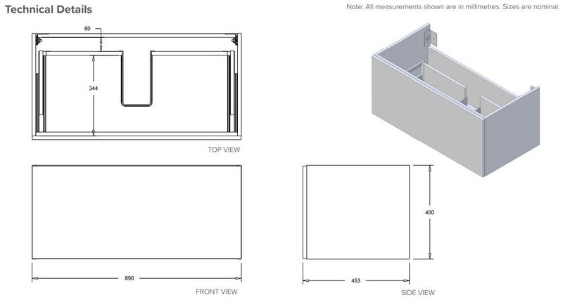 900 FRANCISCO WALL HUNG 1 DRAW VANITY IN ICEBERG WITH MATTE WHITE SLABTOP Carousel 5