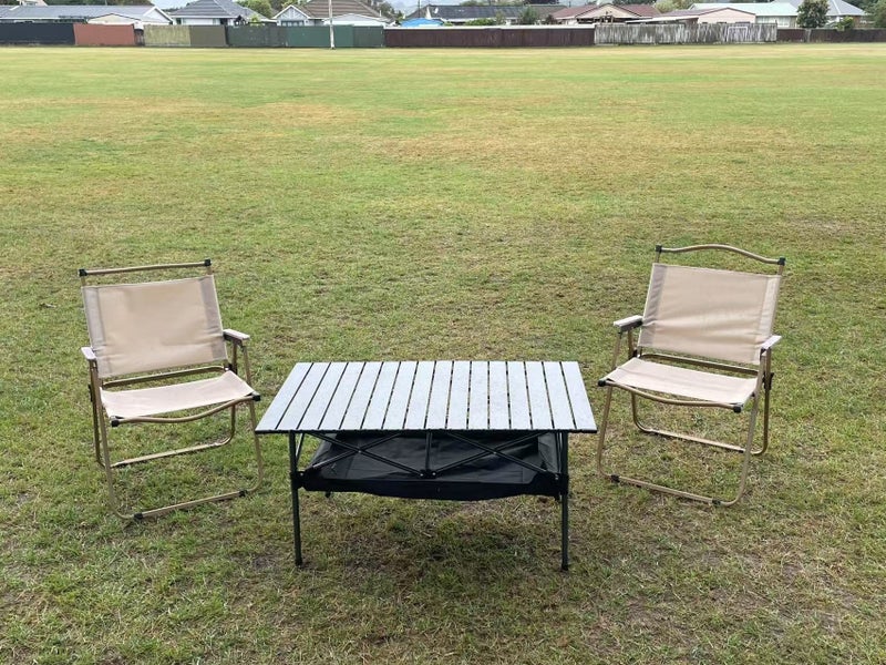 Portable Folding Camping Square Table 95X55X50cm With 2 Outdoor Foldable Chair Carousel 1