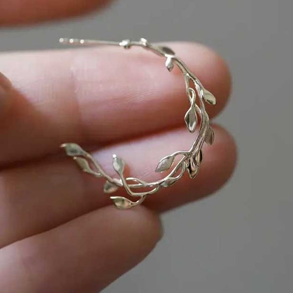 Silver Hoop Floral Earrings "Parnika" Carousel 1