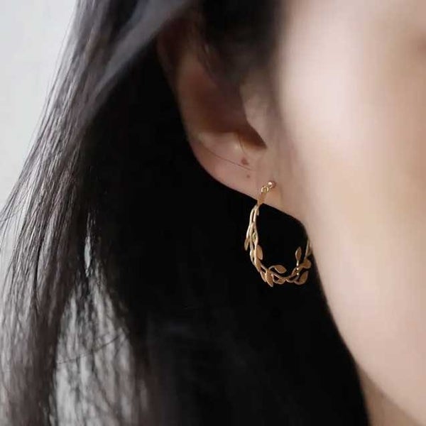 Silver Hoop Floral Earrings "Parnika" Carousel 2