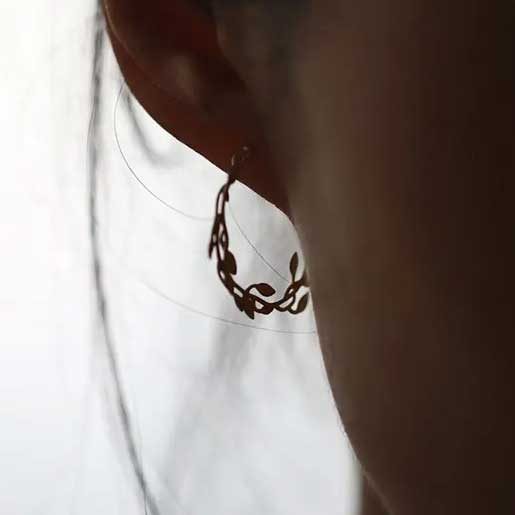 Silver Hoop Floral Earrings "Parnika" Carousel 3