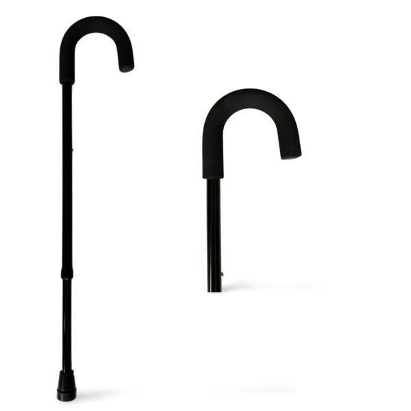 Crook Handle Walking Stick - Black Lightweight Cane Carousel 1