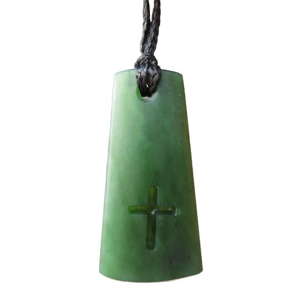 New Zealand Greenstone Toki with Carved Cross Carousel 1